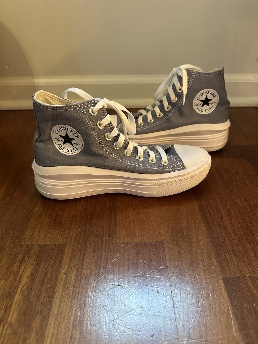 Converse Chuck Taylor All Star Move Hi Blue Denim Platform Women's US Size 8 EUC